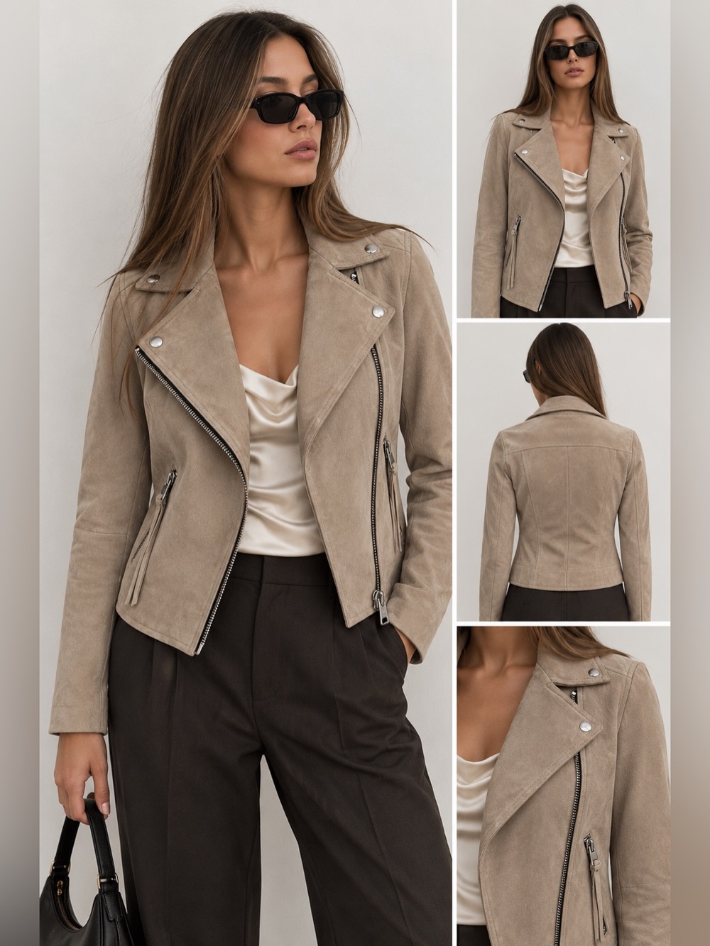 AllSaints Dalby Suede Biker Jacket US 0